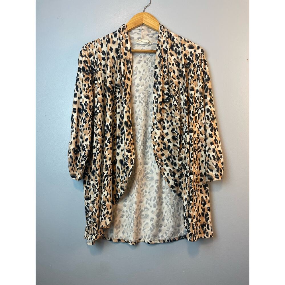 EUC Ninexis Boutique Animal Print Cardigan Shawl Open Front Womens M/L